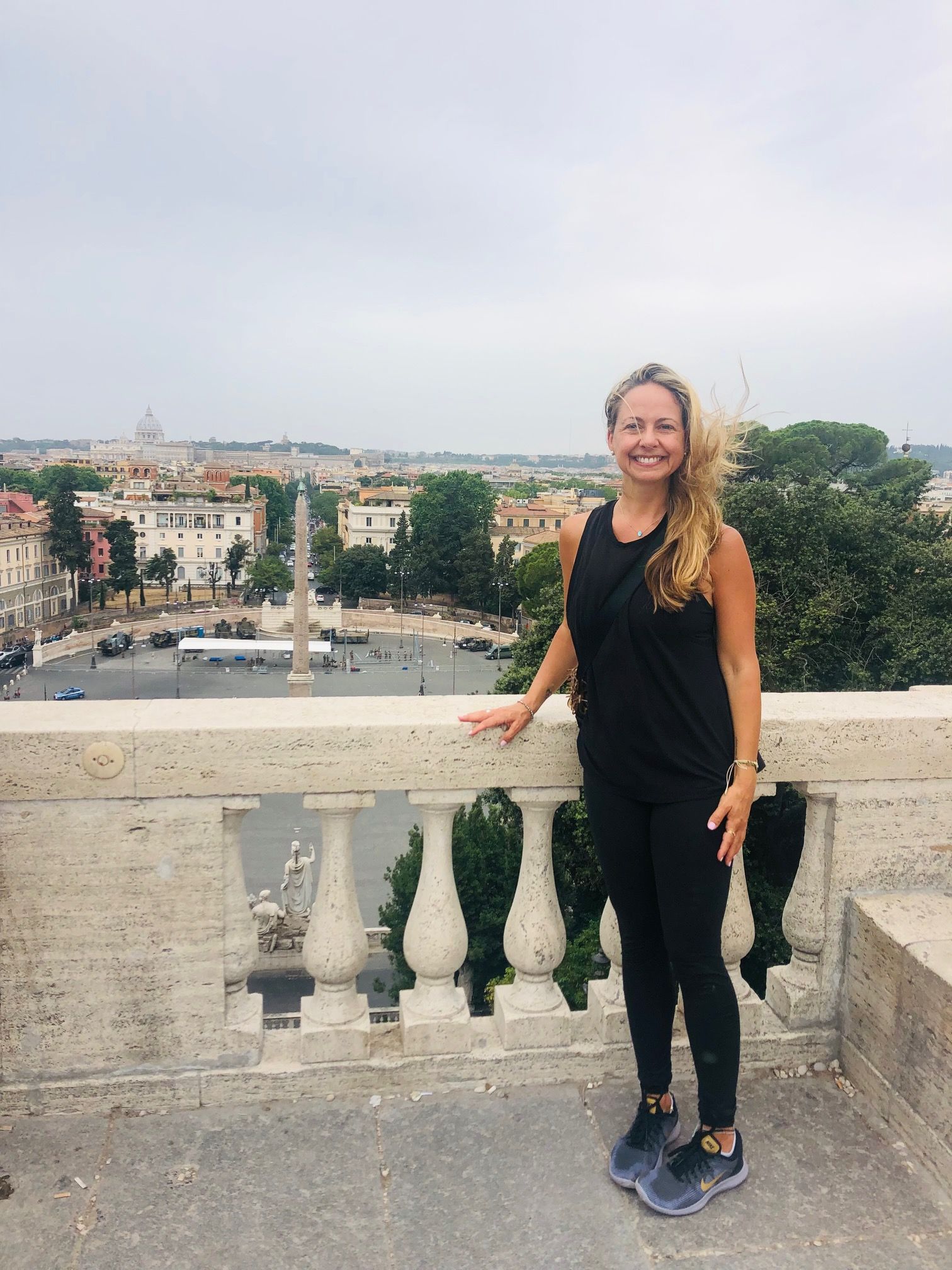 The view of Piazza del Popolo from the Borghese Gardens