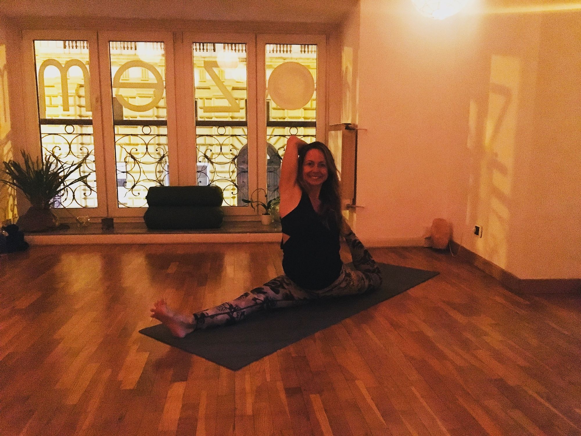 Teaching at Zem Yoga Roma in the historic center of Rome.