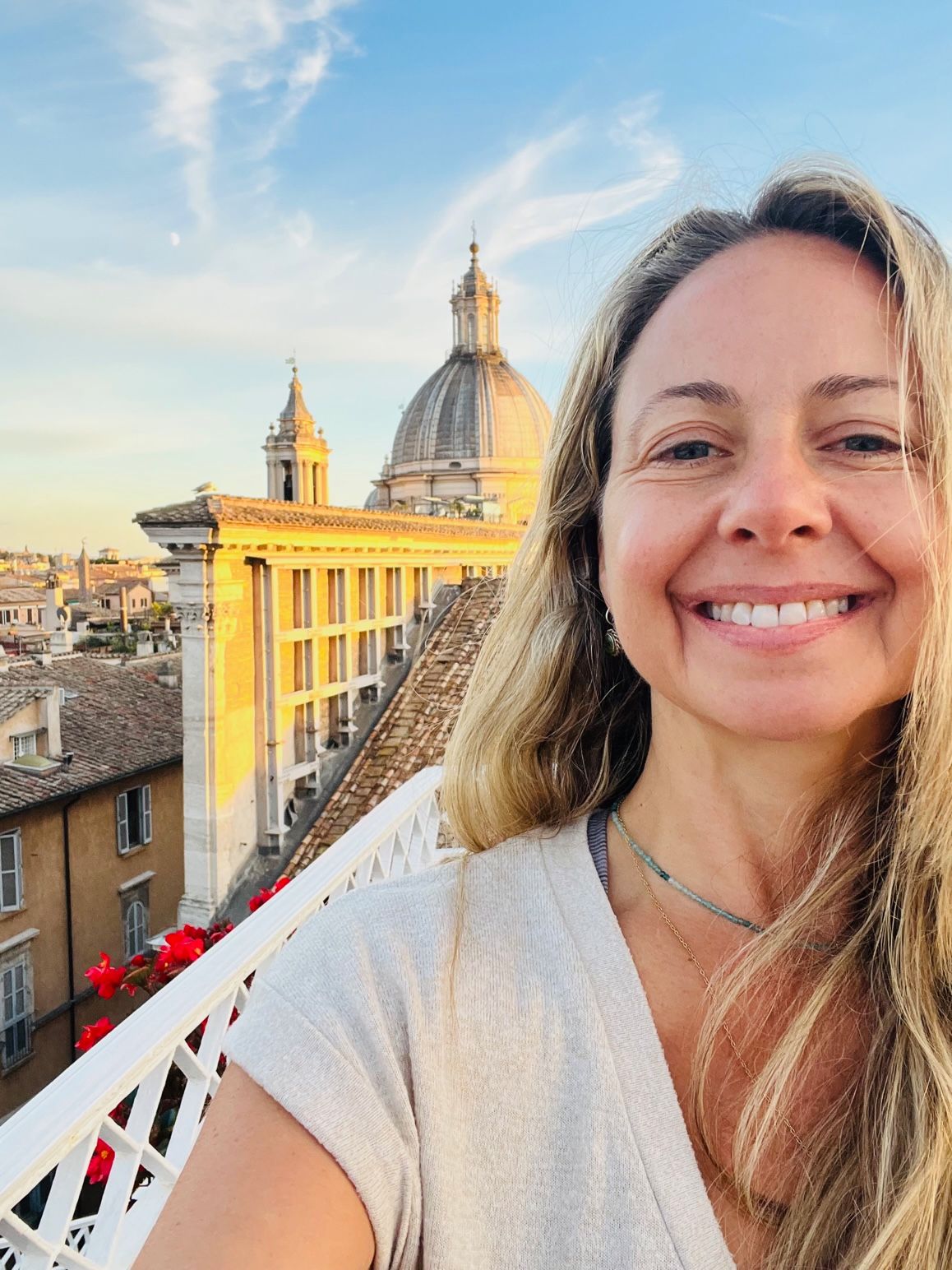 The magical rooftops of Rome at sunset from the Bio Hotel Raphael Roma.