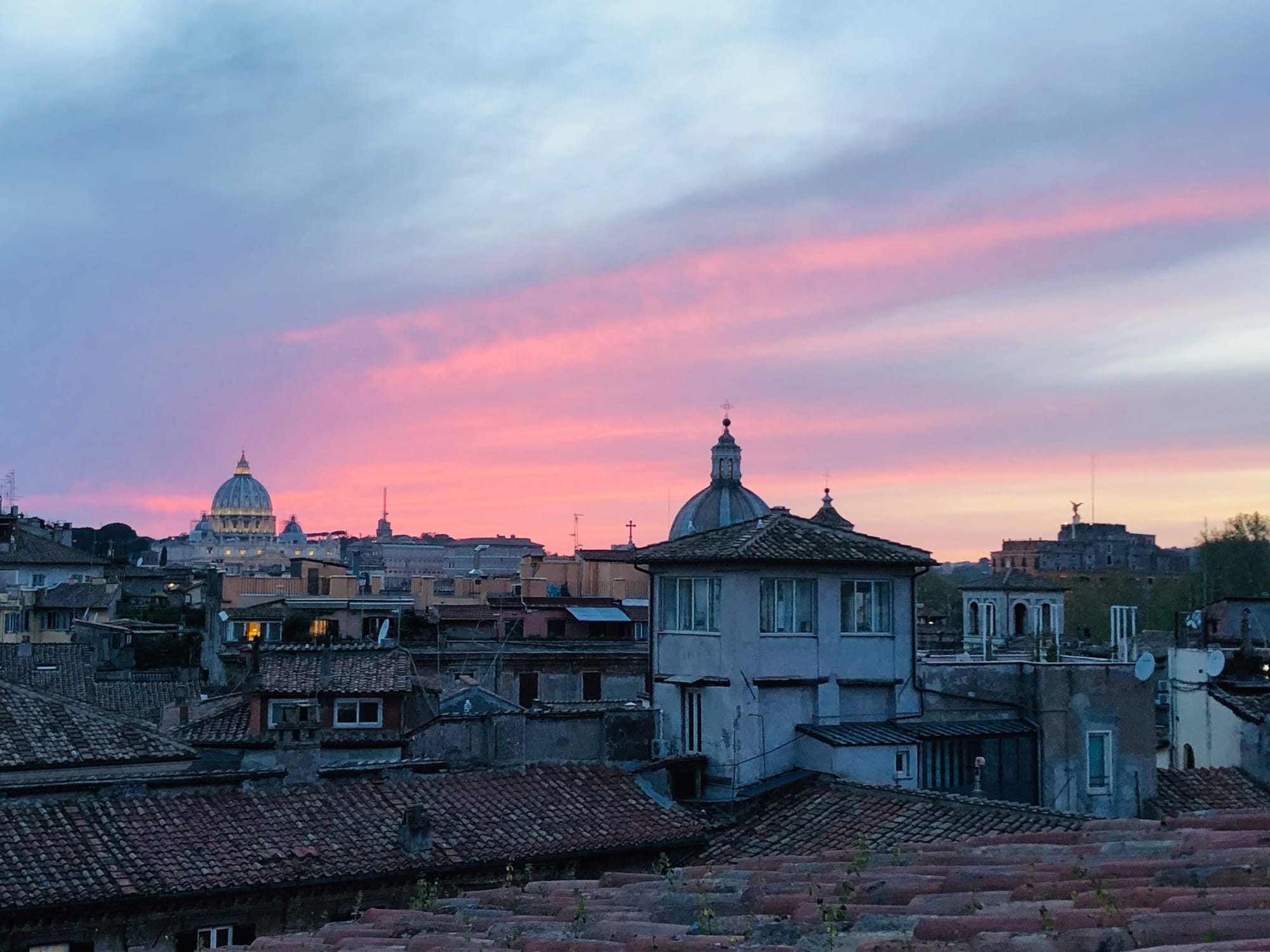 Beautiful sunset in Rome, Italy.